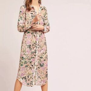 Hemant & Nandita Floral Velvet Brasso Long Sleeve Sheer Dress